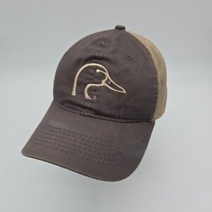 Ducks Unlimited Strapback Hat Baseball Cap Gray Beige Mesh Embroidered Hunting